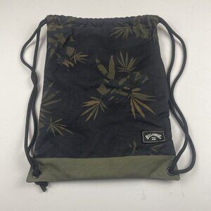 Billabong Drawstring Backpack Gym Sports Yoga Black Gray Canvas